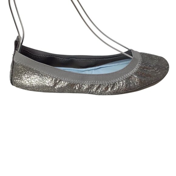 Yosi Samra Samara Size 8 Ballet Flats Foldable Platinum Glitter Hitched YS - Picture 5 of 9